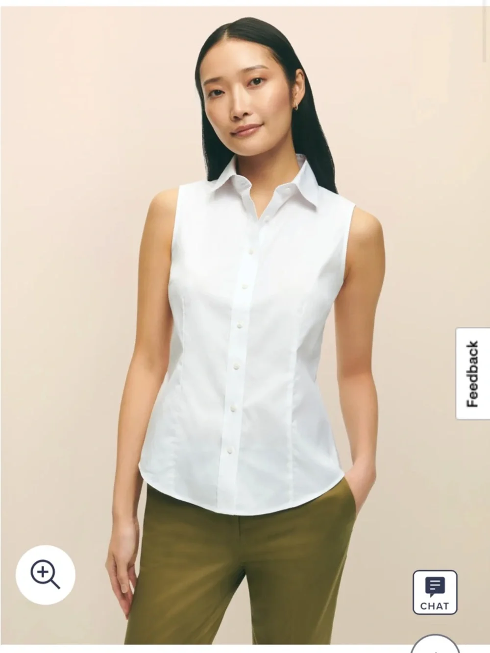 Brooks Brothers White Sleeveless Button-Down Shirt - Picture 1 of 7